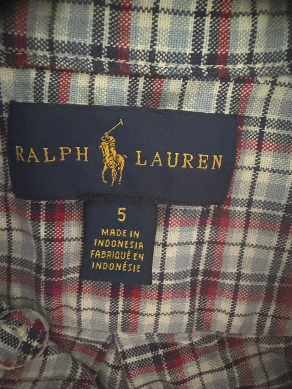 Ralph Lauren Red, Blue and White Plaid Button-Down Shirt